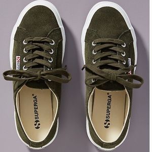 Khaki Olive Superga Suede Sneakers